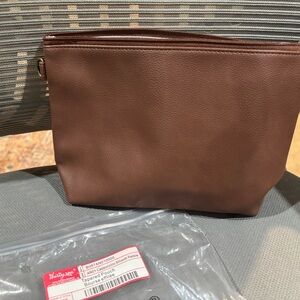 Thirty-One Brown Leather Cosmetic Bag